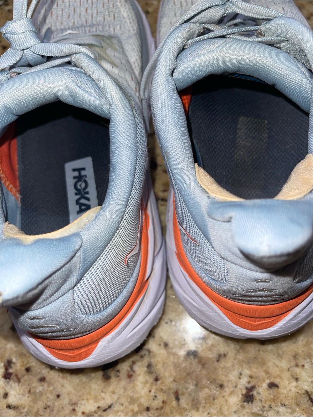 Hoka Clifton 8 Women's Running Shoes in Pale Blue and White - Picture 9 of 10